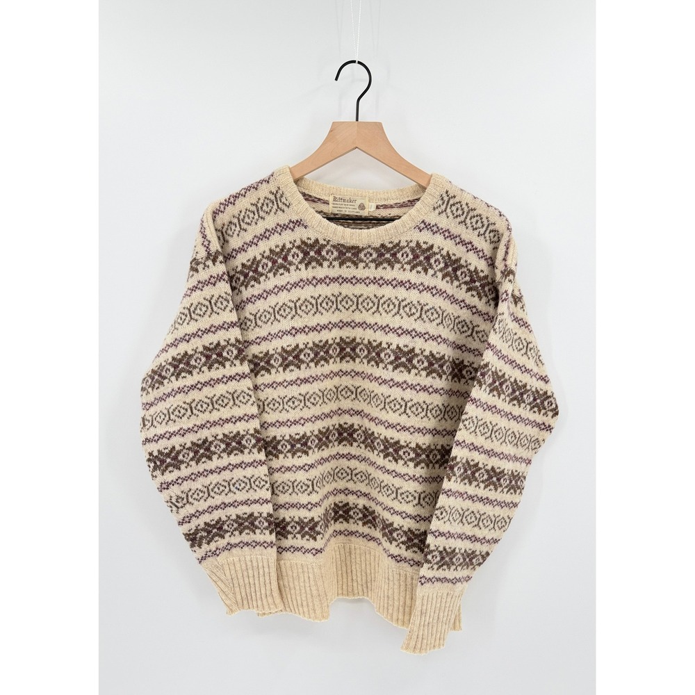 Vintage Scottish Kiltmaker Unisex 46in 100% Wool Sweater Fair Isle Cozy Winter